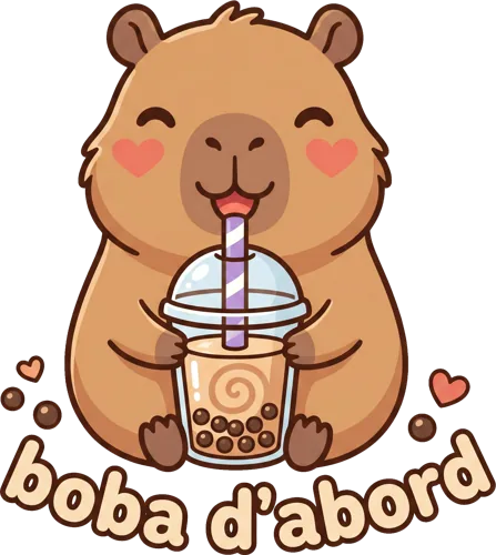 Illustration Capy Boba avec son bubble tea